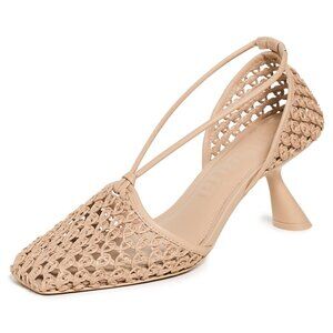 Cult Gaia Willa Pump in Leather and Raffia NIB, Size 38